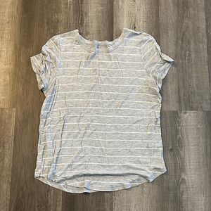 SO Favorite Crew Light Gray and white Striped Short Sleeve Tee